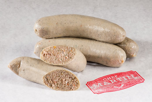 From left to right: Swedish Potato Sausage, Boudin Blanc Mild